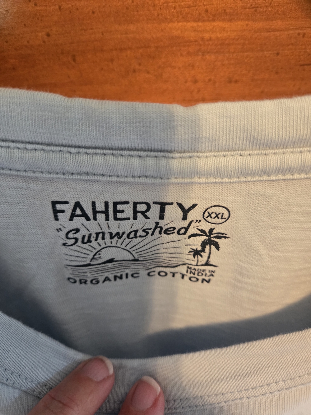 Faherty Pale Blue Short Sleeve Crewneck Tee - Picture 3 of 4